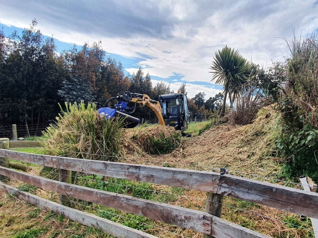 Flail mower on a lifestyle block in Dunedin