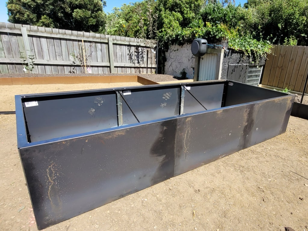 Corten steel planter box in Dunedin