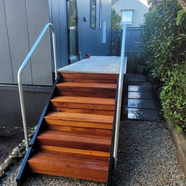 Deck stairs and handrail construction in Dunedin