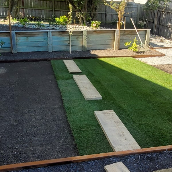 Ready Lawn installation with Corten Steel Edging and Garden Beds