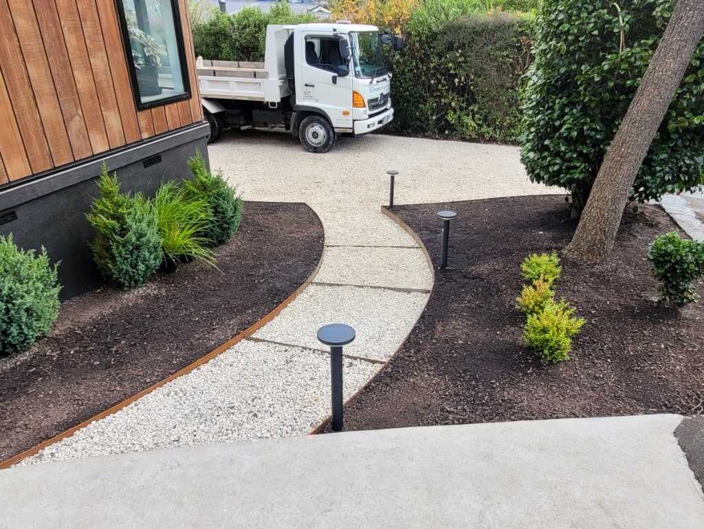 Mulched garden beds in Dunedin
